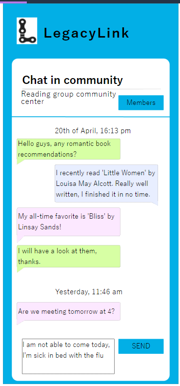 Legacy Link Group chat page