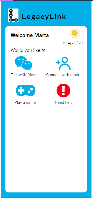 Legacy Link Main menu page